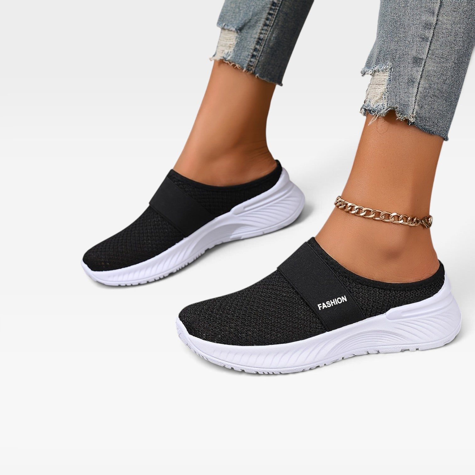 Women's Knit Slip On Trainers – Breathable Cushioned Comfort Sneakers