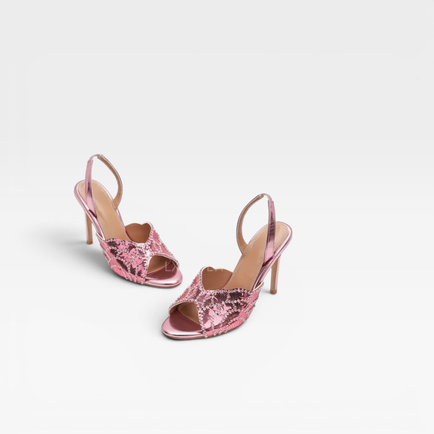 Women's Metallic Slingback Heels – Elegant Peep Toe Stiletto Sandals for Special Occasions