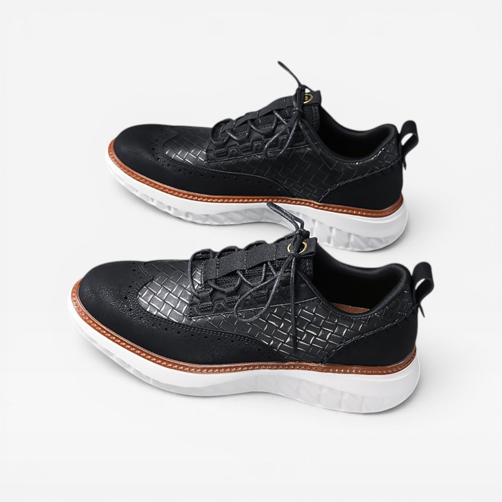 Men's Leather Brogue Trainers – Smart Casual Lace Up Sneakers