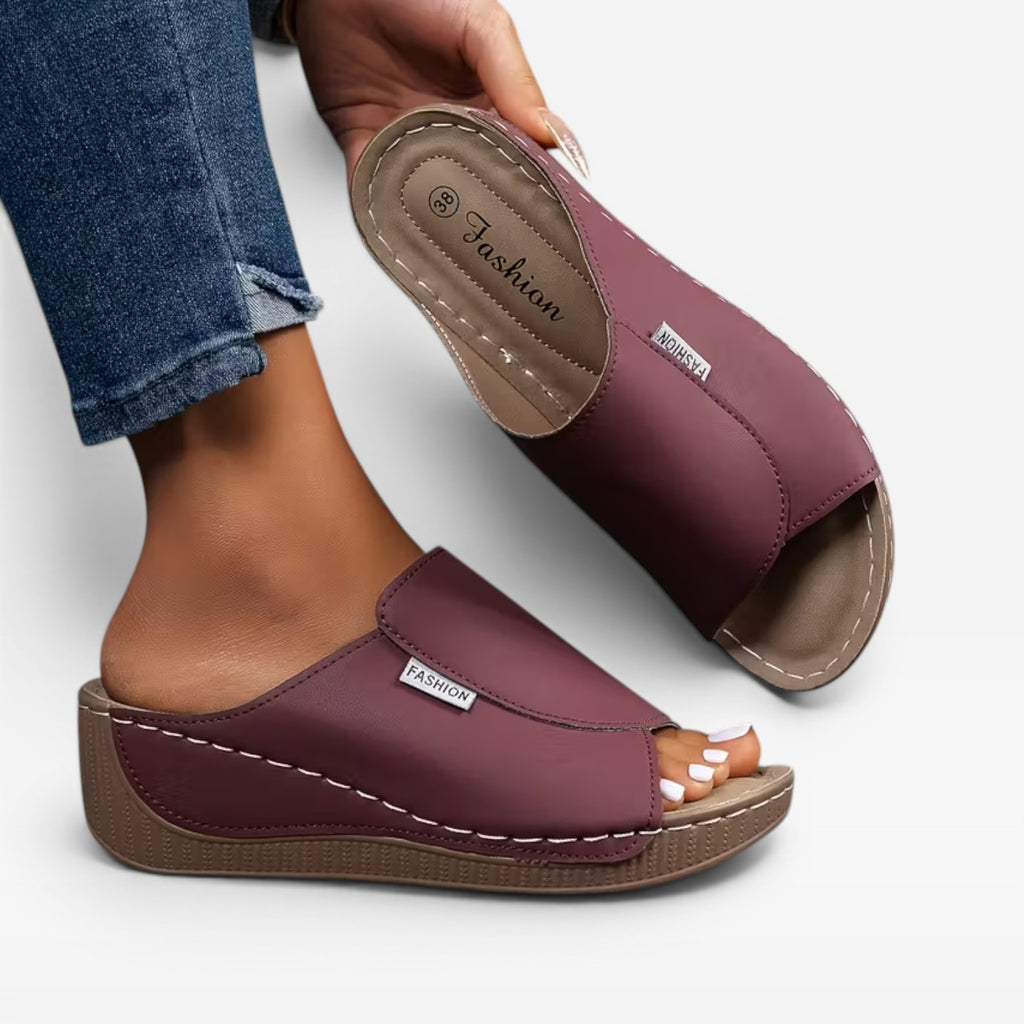 Women's Cushioned Wedge Slide Sandals – Comfortable Open Toe Summer Slides