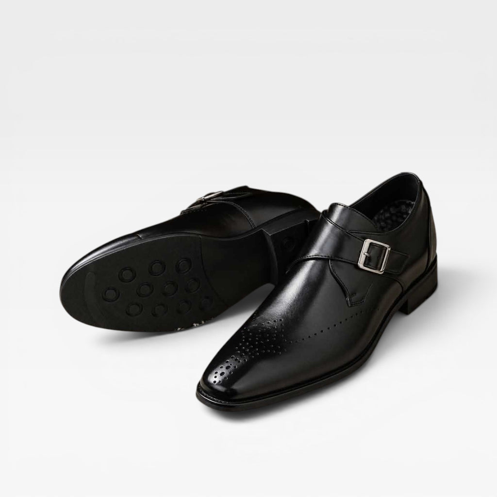 Chaussures à boucle moniale en cuir pour hommes – Chaussures habillées classiques à enfiler
