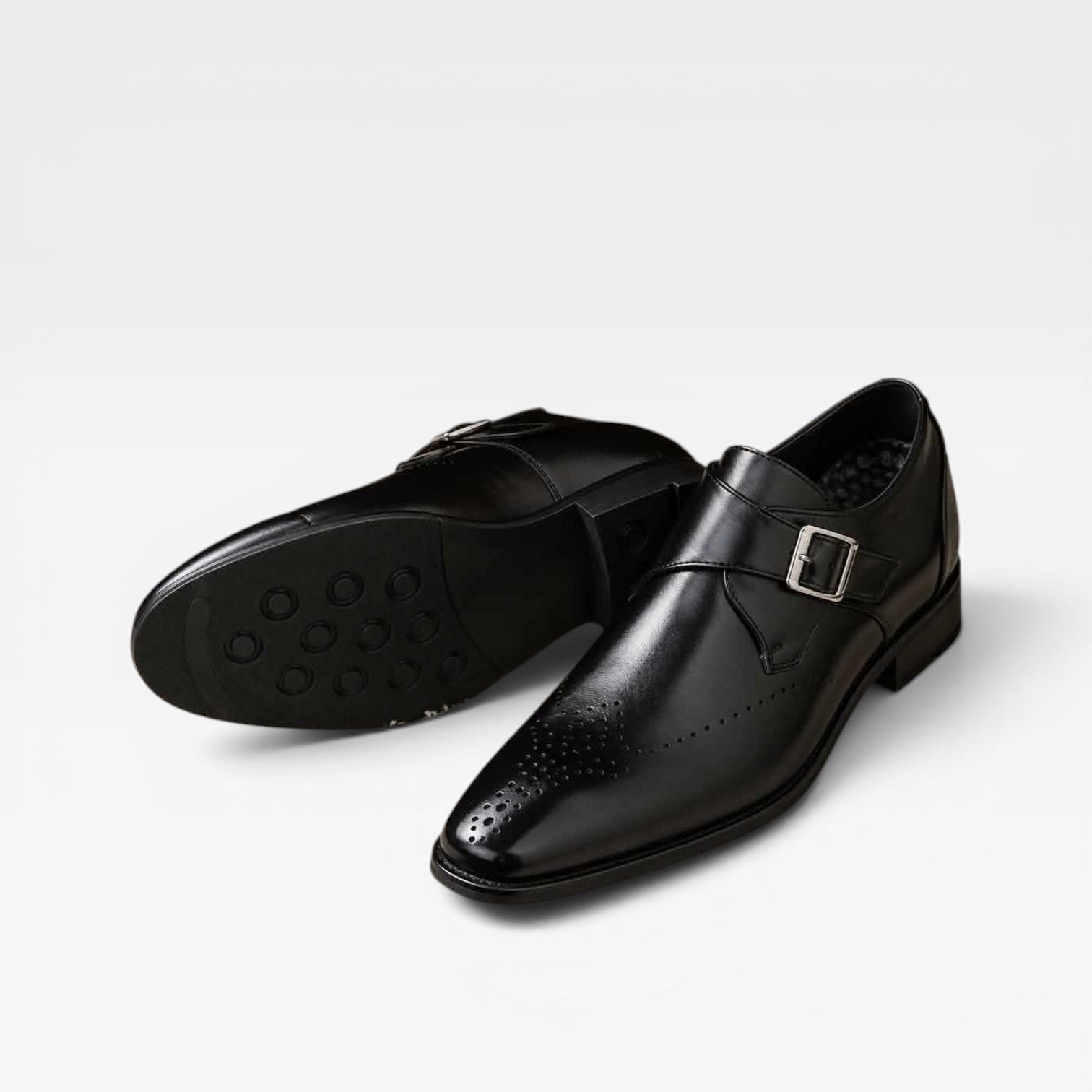 Chaussures à boucle moniale en cuir pour hommes – Chaussures habillées classiques à enfiler