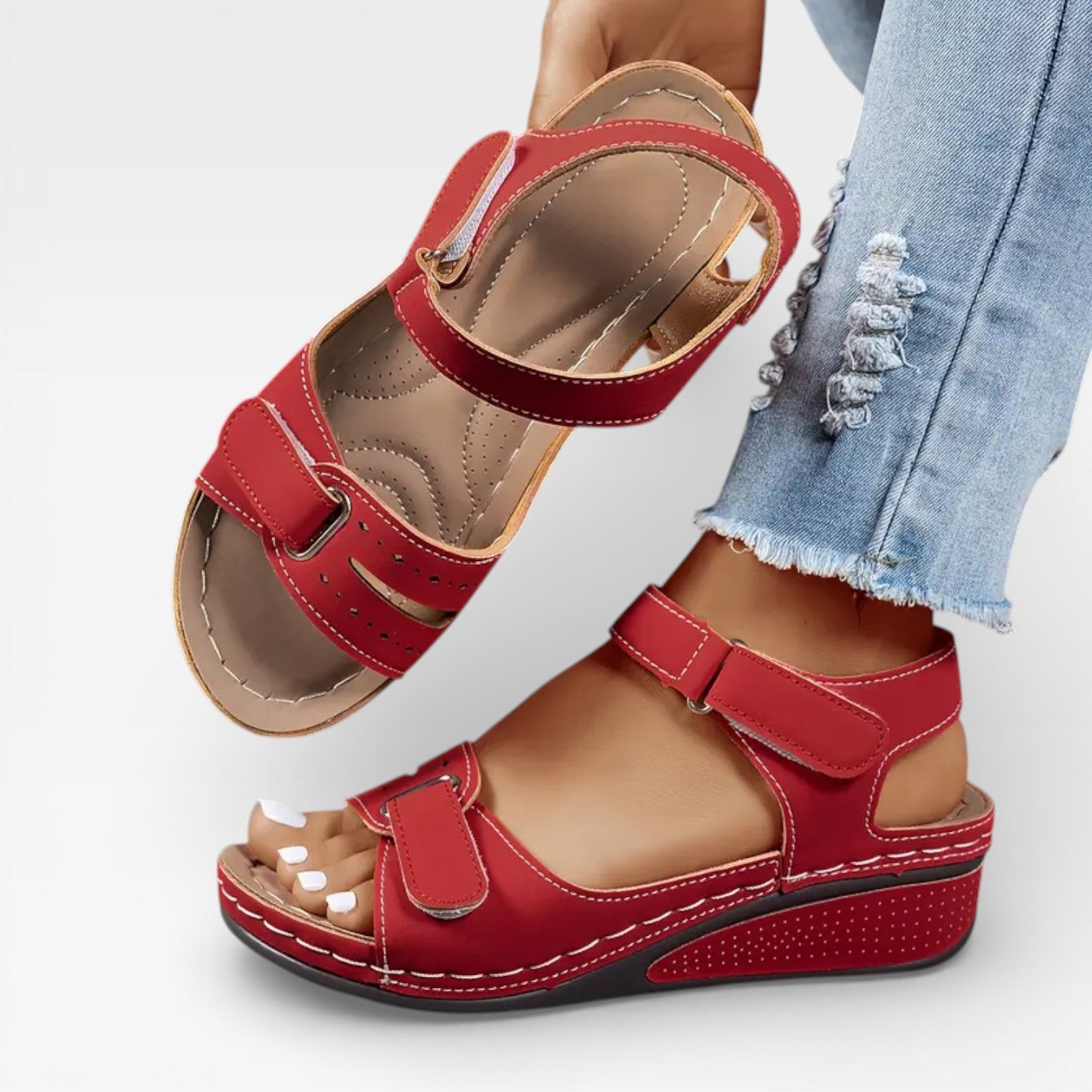 Women’s Comfortable Wedge Sandals – Adjustable Strap Summer Walking Shoes