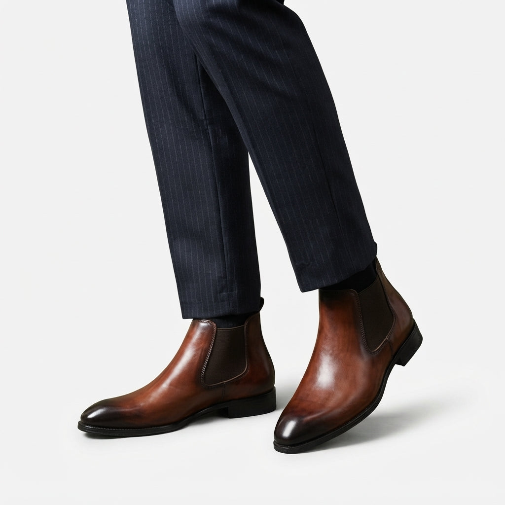 Men's Polished Leather Chelsea Boots