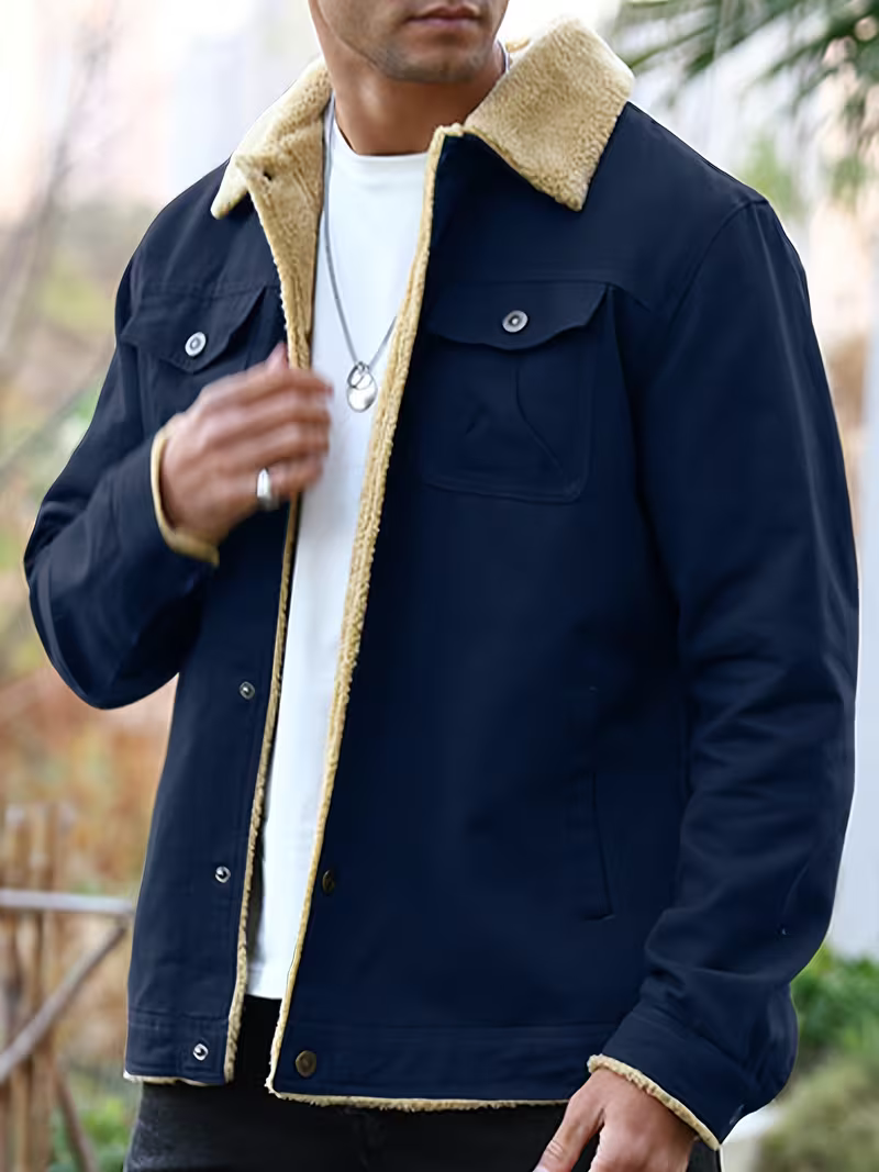 Men's Cosy Sherpa-Collar Workwear Jacket