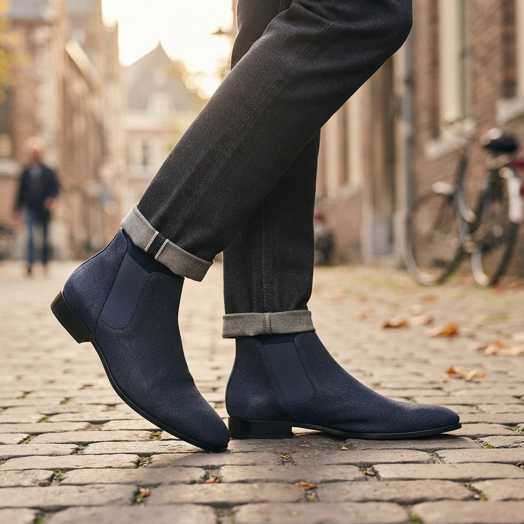Men's Refined Pointed Toe Suede Chelsea Boots