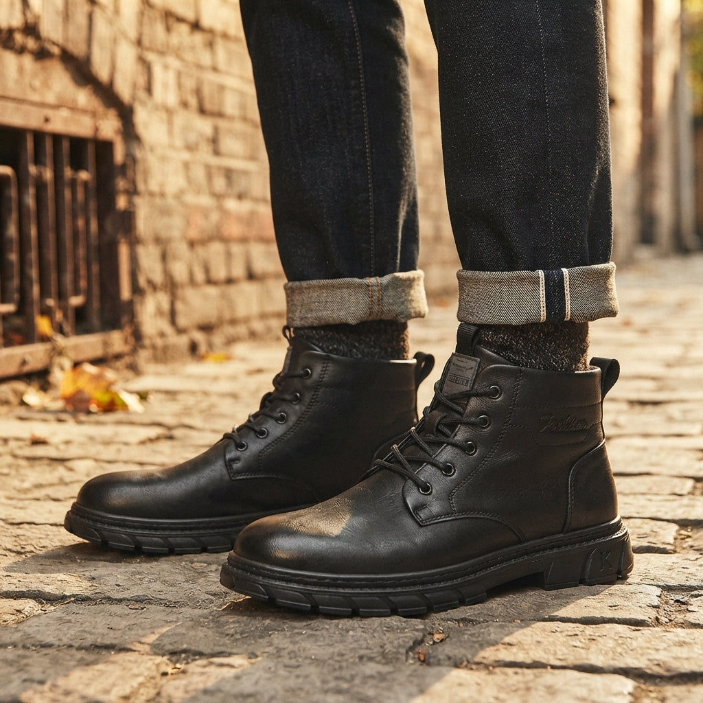 Men's Rugged Leather Combat Boots