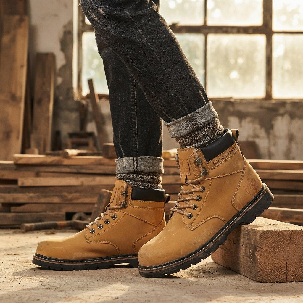 Men's Rugged Leather Ankle Boots