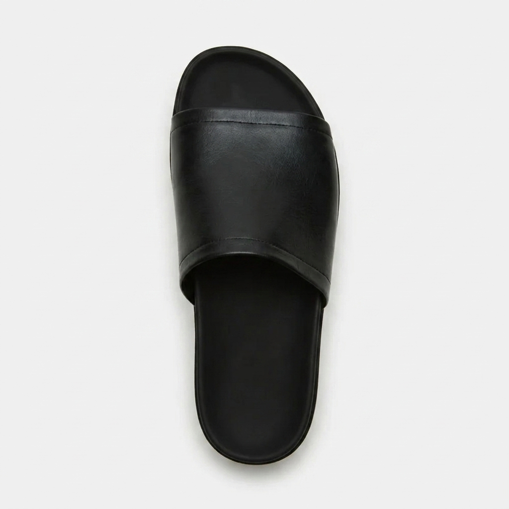Women's Leather Flatform Slides – Minimalist Chunky Platform Sandals