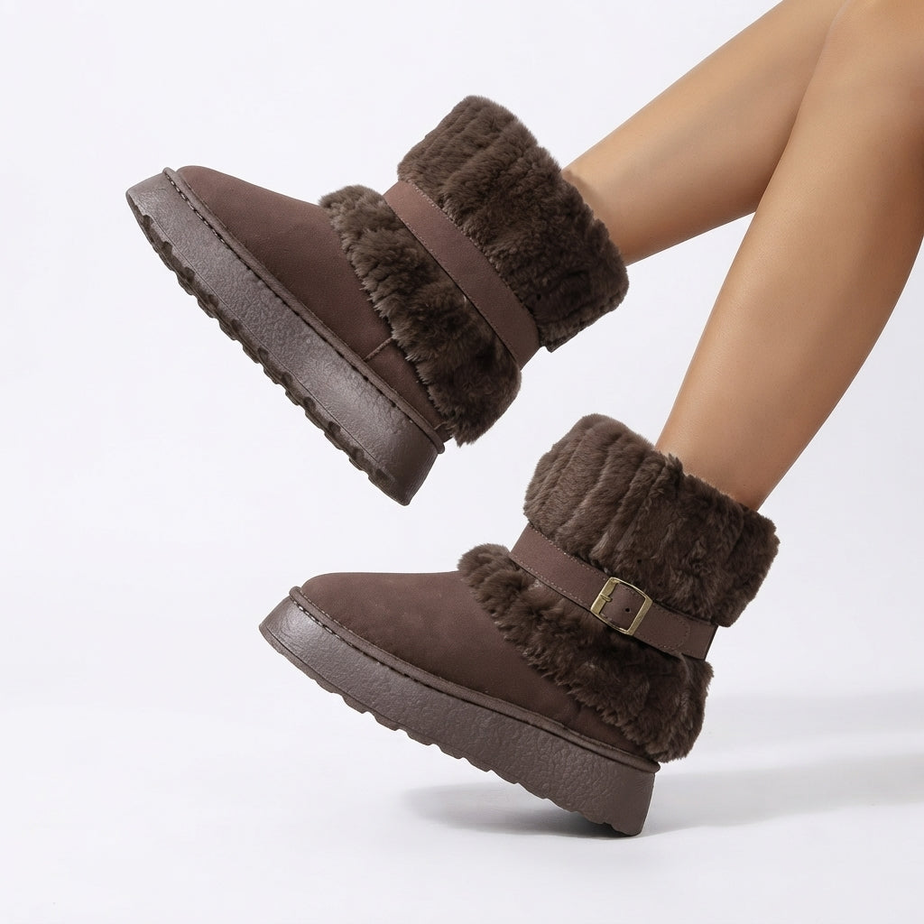 Women's Cosy Fur-Trimmed Ankle Snow Boots