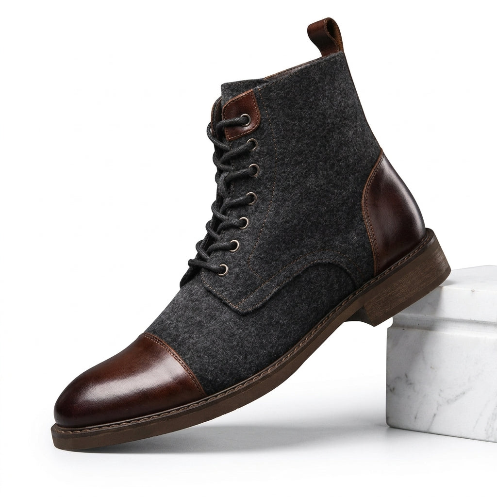 Men's Polished Leather Ankle Boots