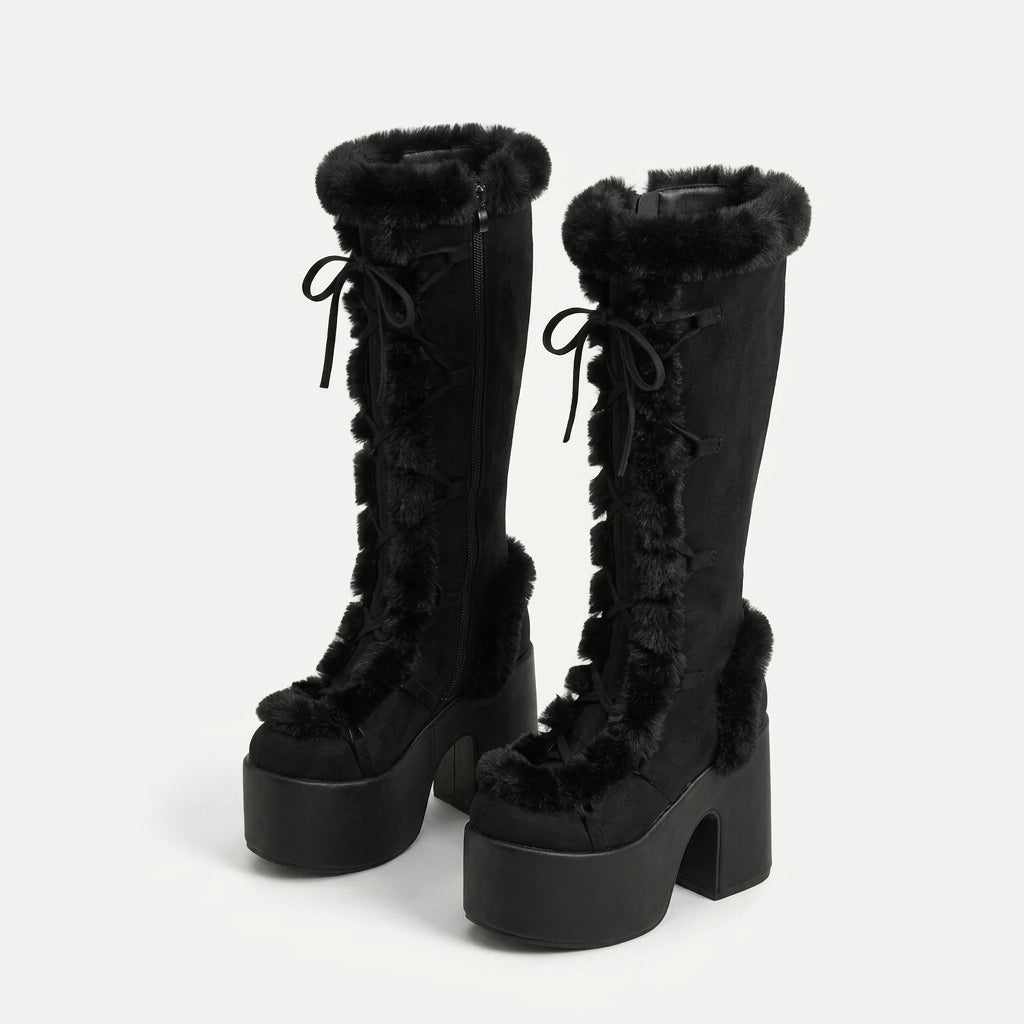 Women's Platform Knee High Suede Boots