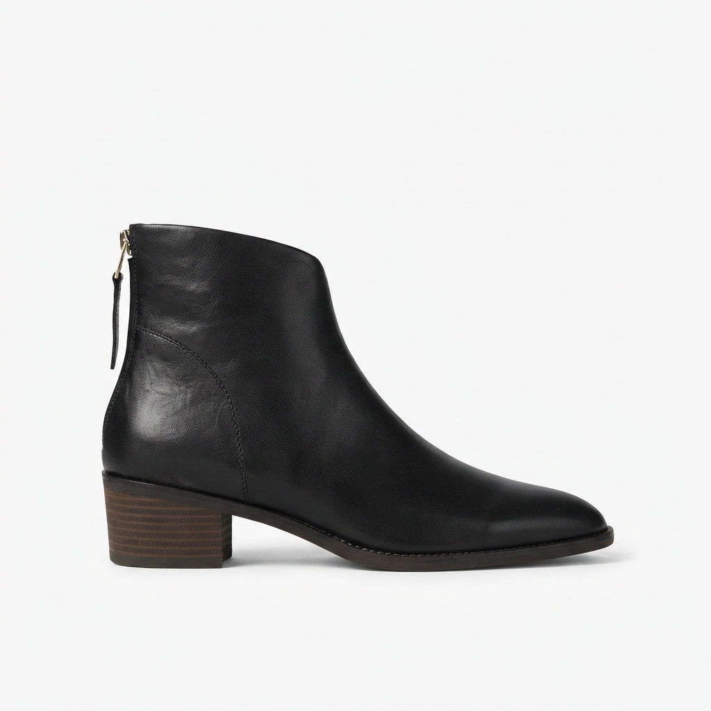 Women's Elegant Pointed Toe Leather Ankle Boots