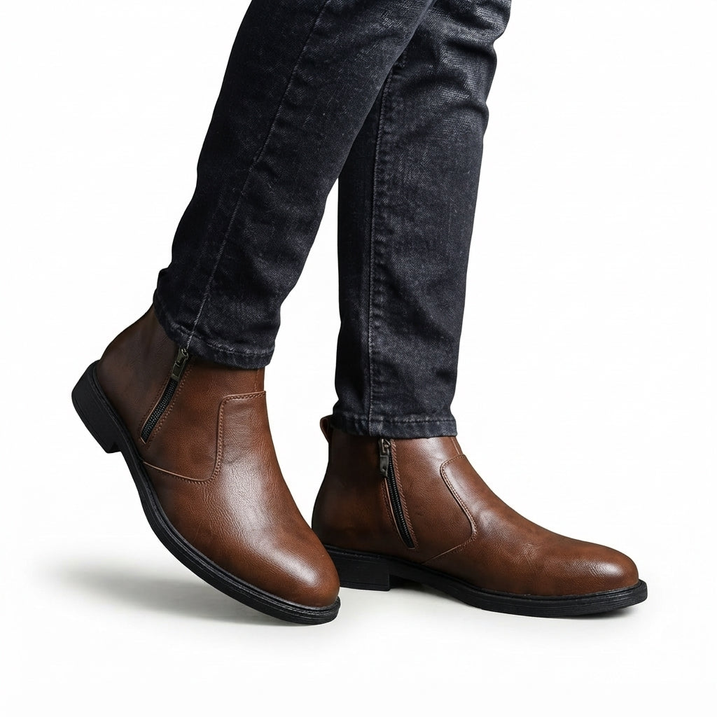 Men's Rugged Leather Ankle Boots