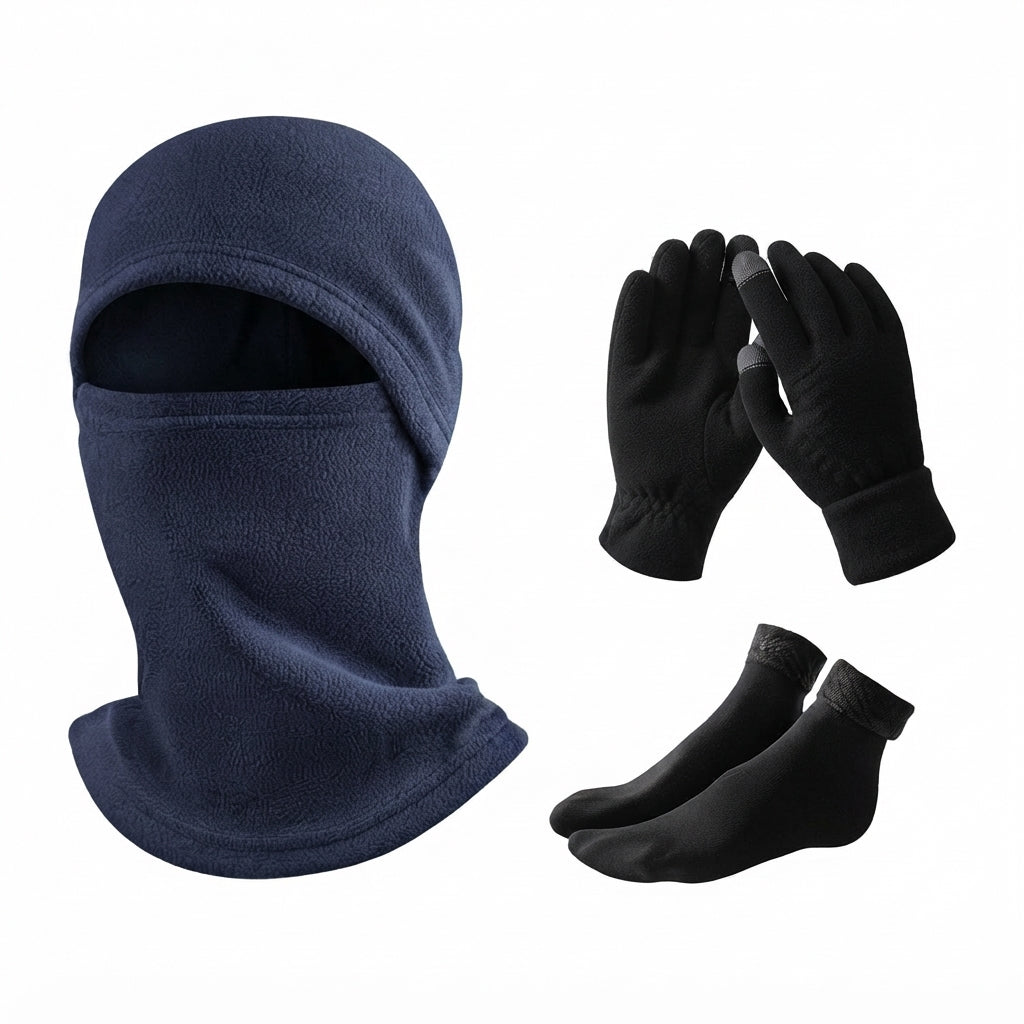 Unisex Cosy Fleece Winter Gloves, Socks & Balaclava Set