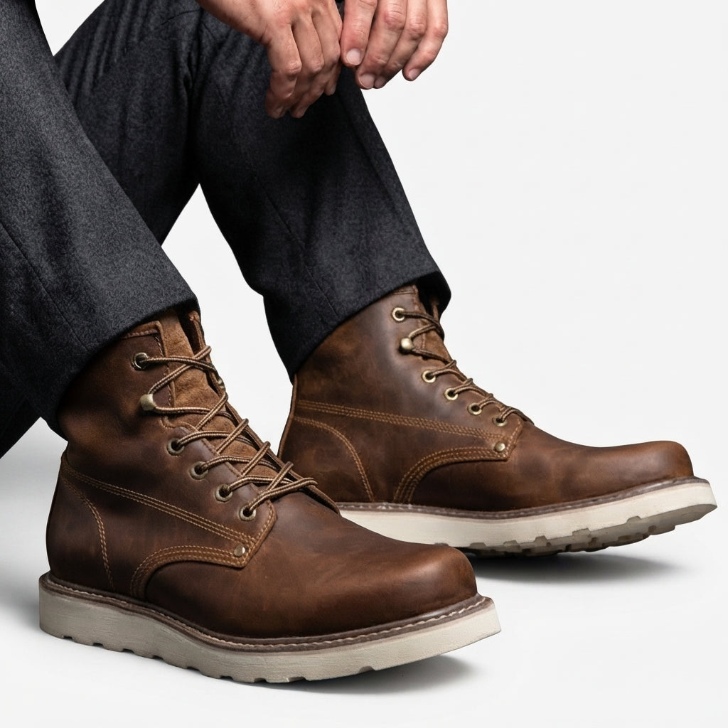 Men's Lace-Up Leather Ankle Boots