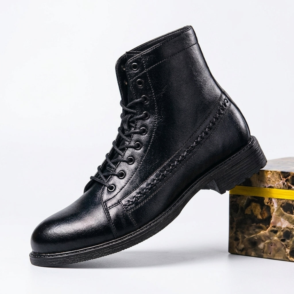 Men's Polished Leather Ankle Boots