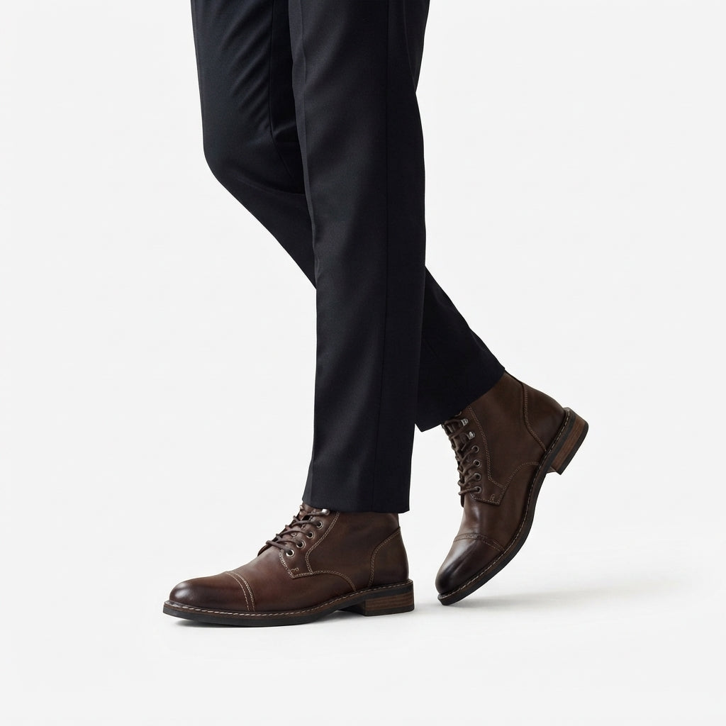 Men's Rugged Leather Ankle Boots