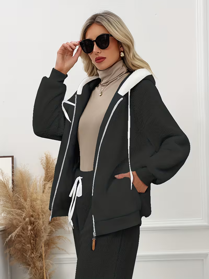 Women's Cosy Oversized Fleece Zip-Up Hoodie
