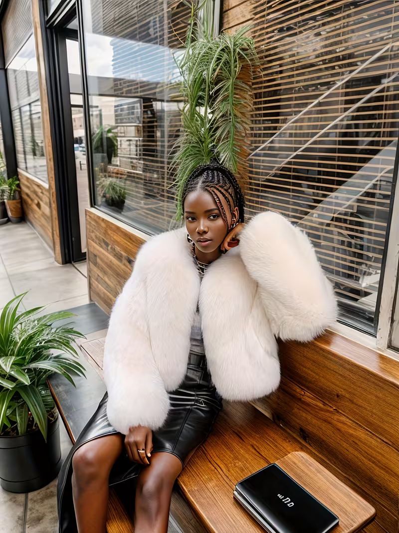 Women's Elegant Plush Faux Fur Overcoat