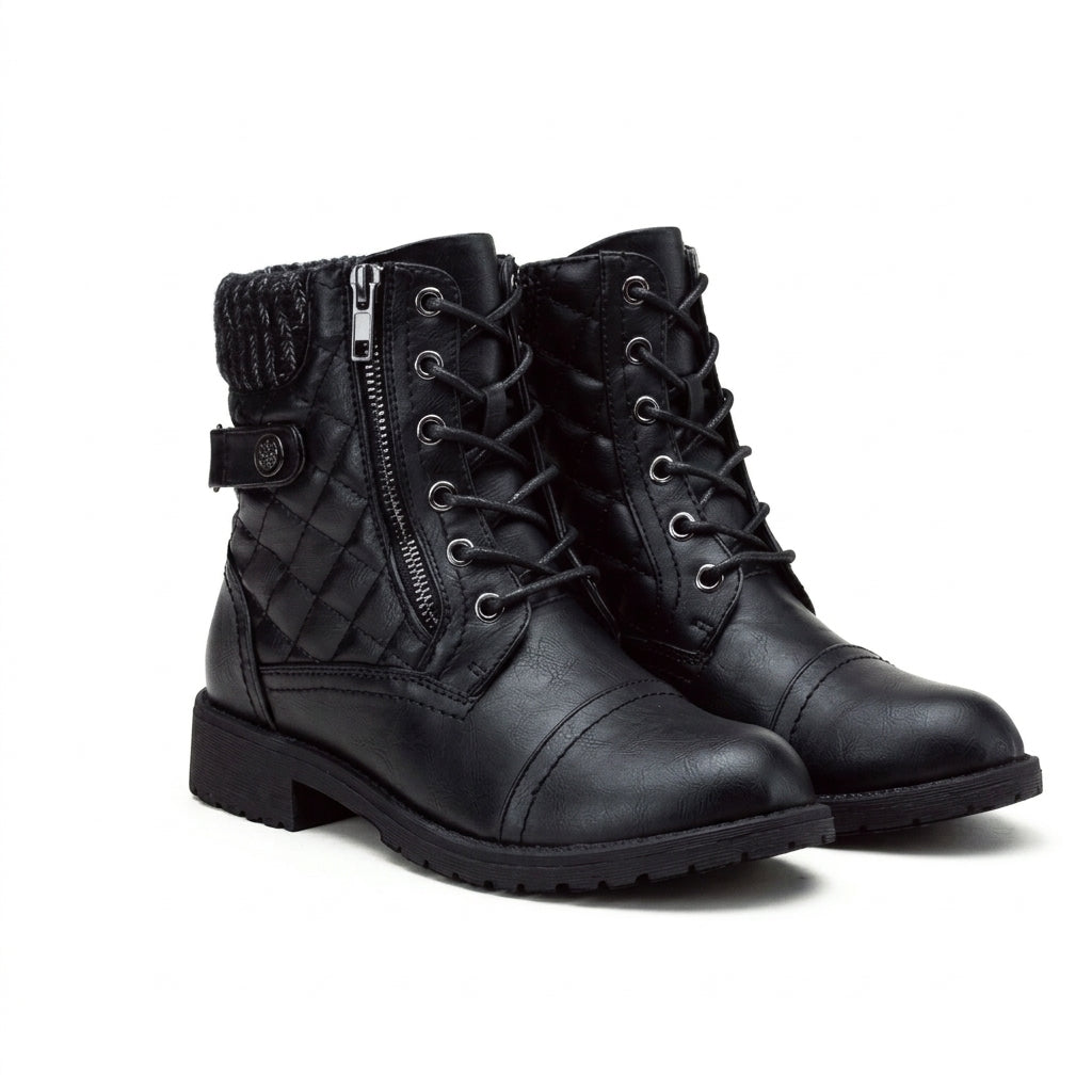 Women's Charming Leather Combat Boots