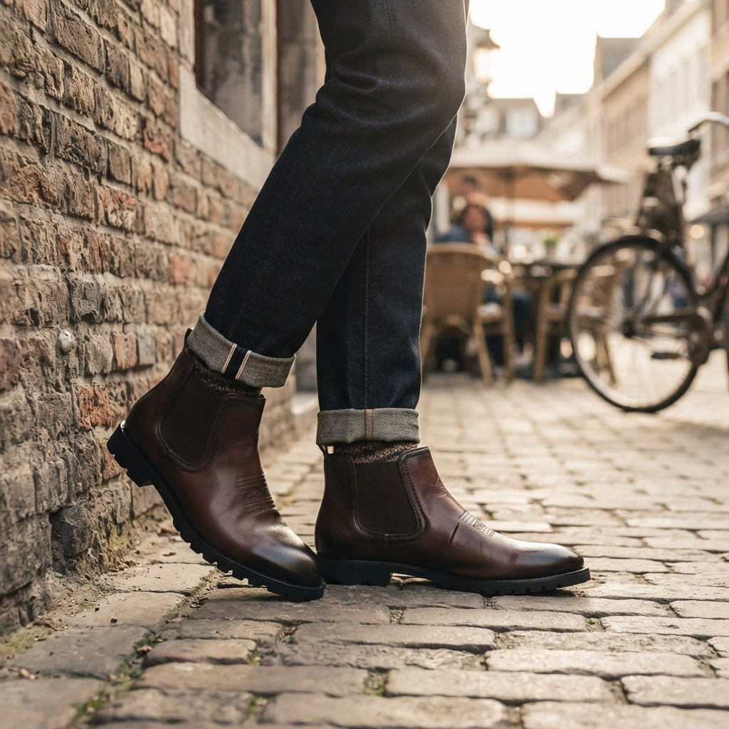 Men's Rugged Leather Chelsea Boots