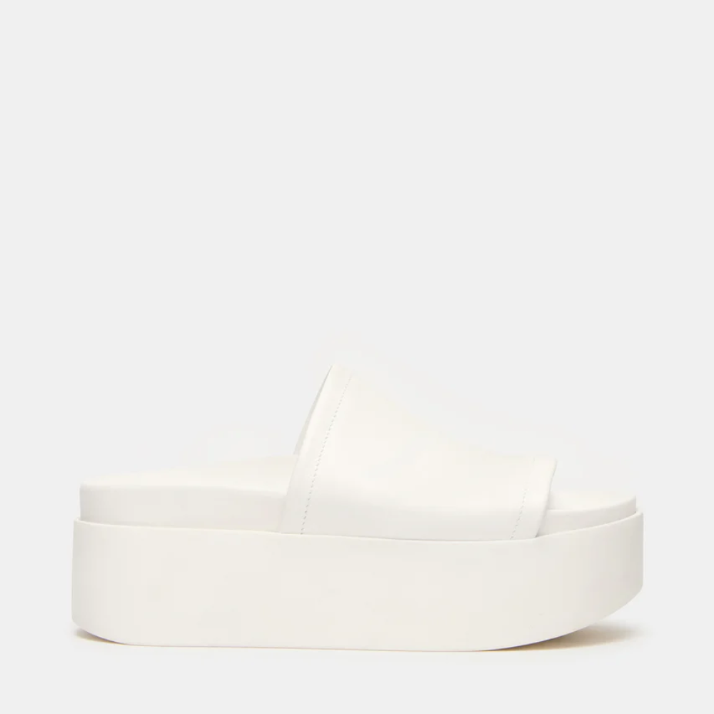 Women's Leather Flatform Slides – Minimalist Chunky Platform Sandals