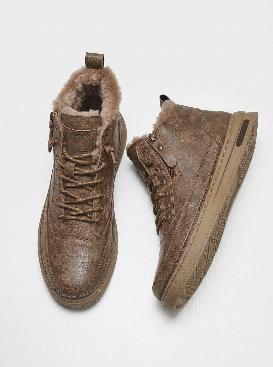 Men's Rugged Leather Platform Ankle Boots