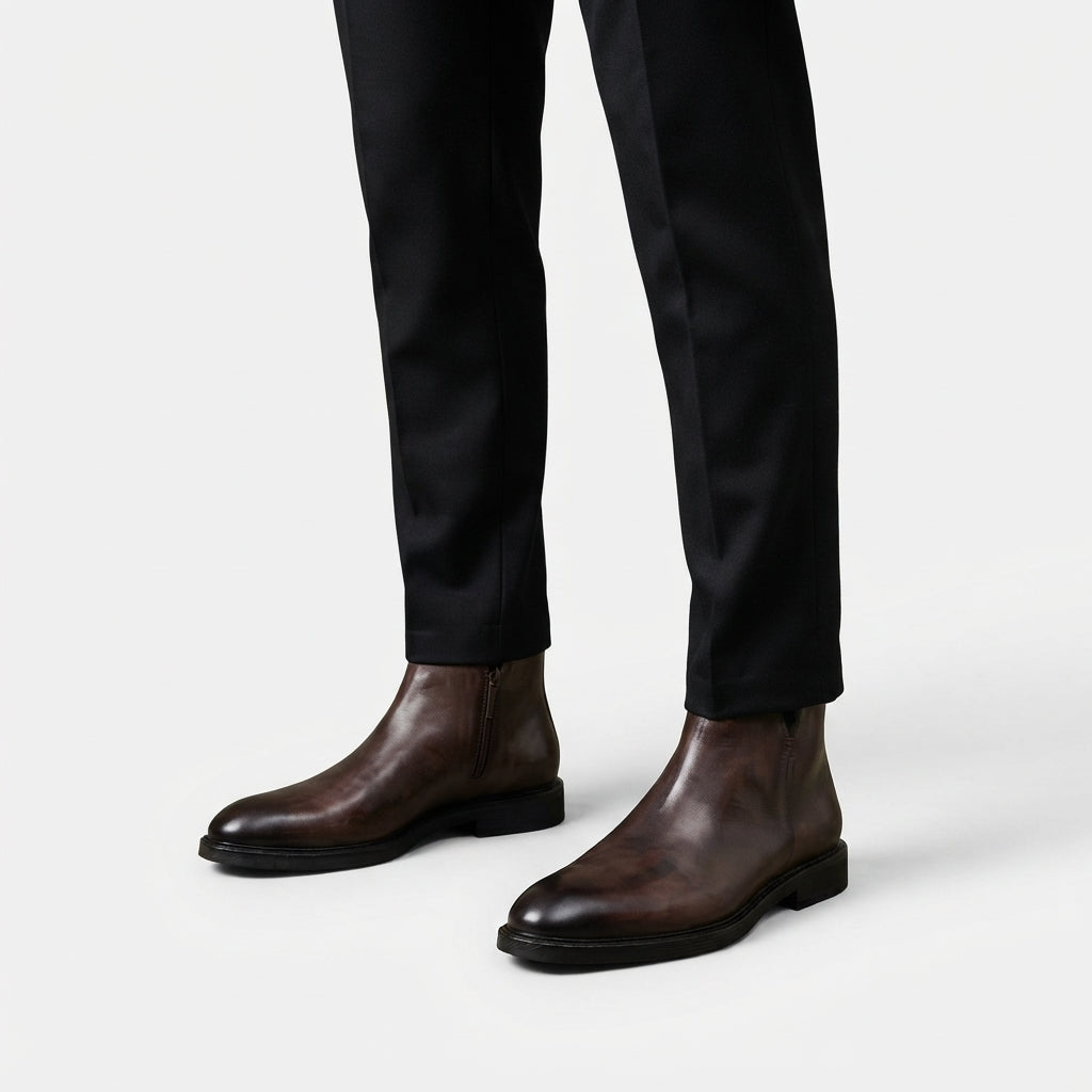 Men's Polished Leather Chelsea Boots