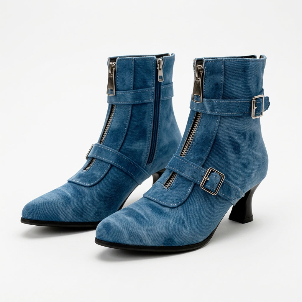 Women's Polished Kitten Heel Pointed Toe Boots