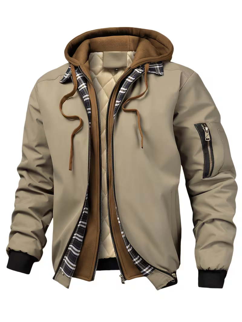 Men's Quilted Hooded Zip-Up Jacket