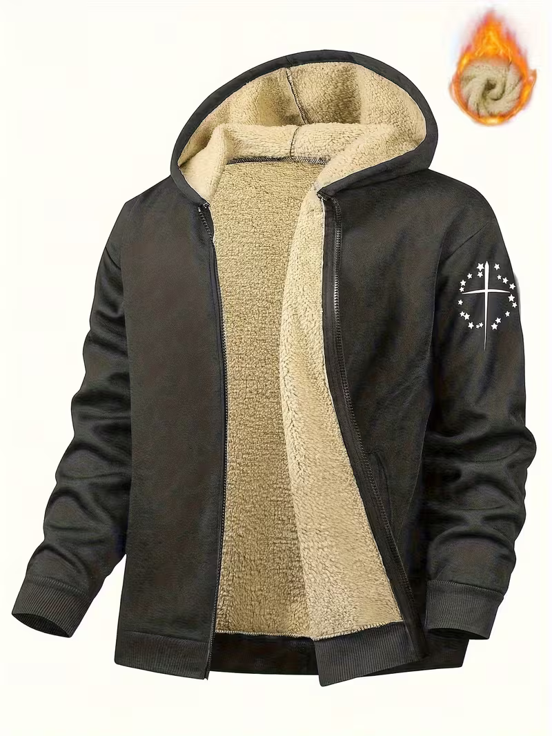 Men's Cosy Sherpa-Lined Hooded Fleece Jacket