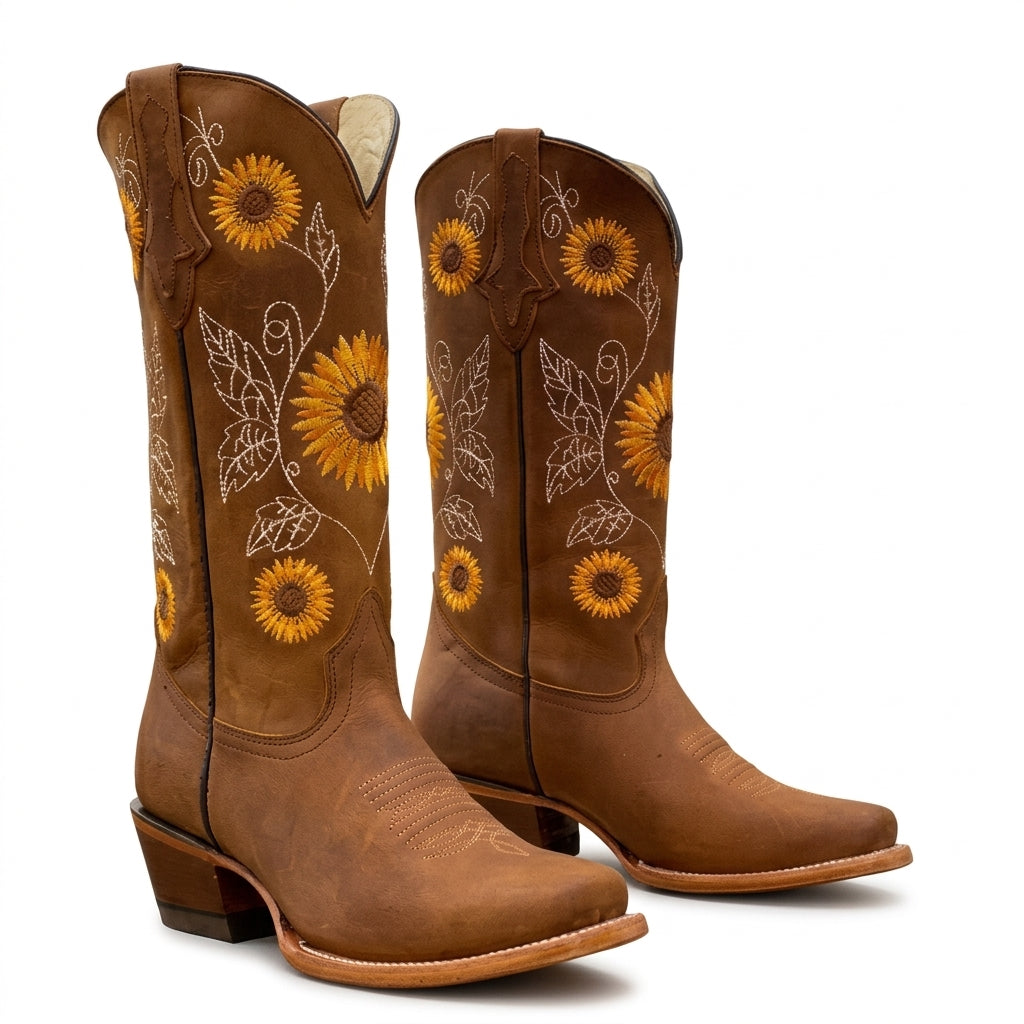 Women's Graceful Knee High Leather Cowboy Boots