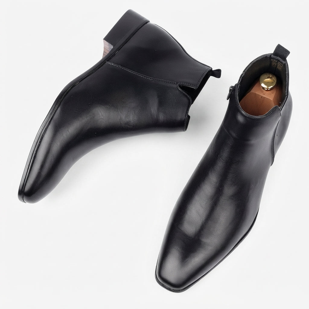 Men's Polished Leather Ankle Boots