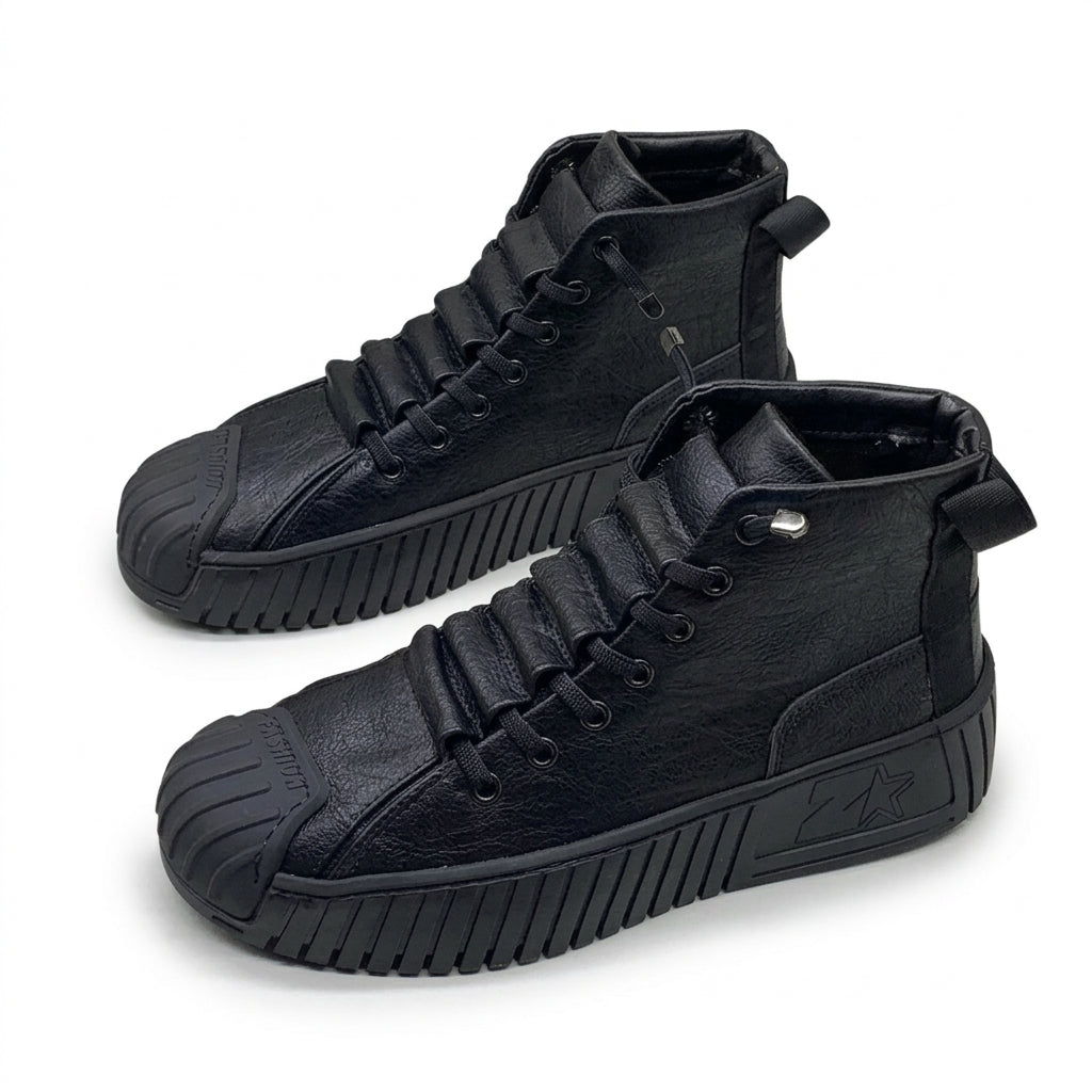 Men's Rugged Leather High-Top Trainers