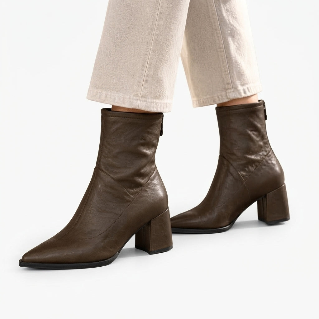 Women's Elegant Pointed Toe Heeled Ankle Boots
