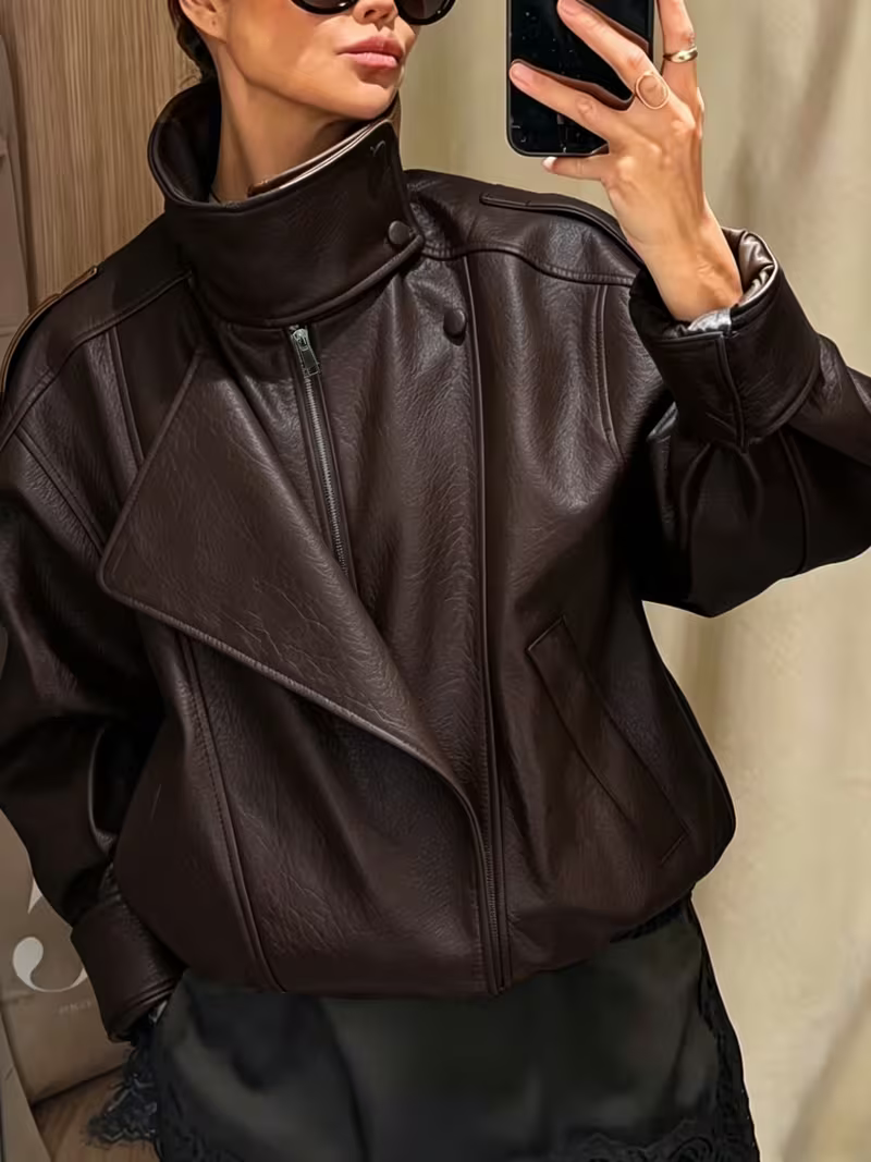 Women's Chic Oversized Faux Leather Jacket