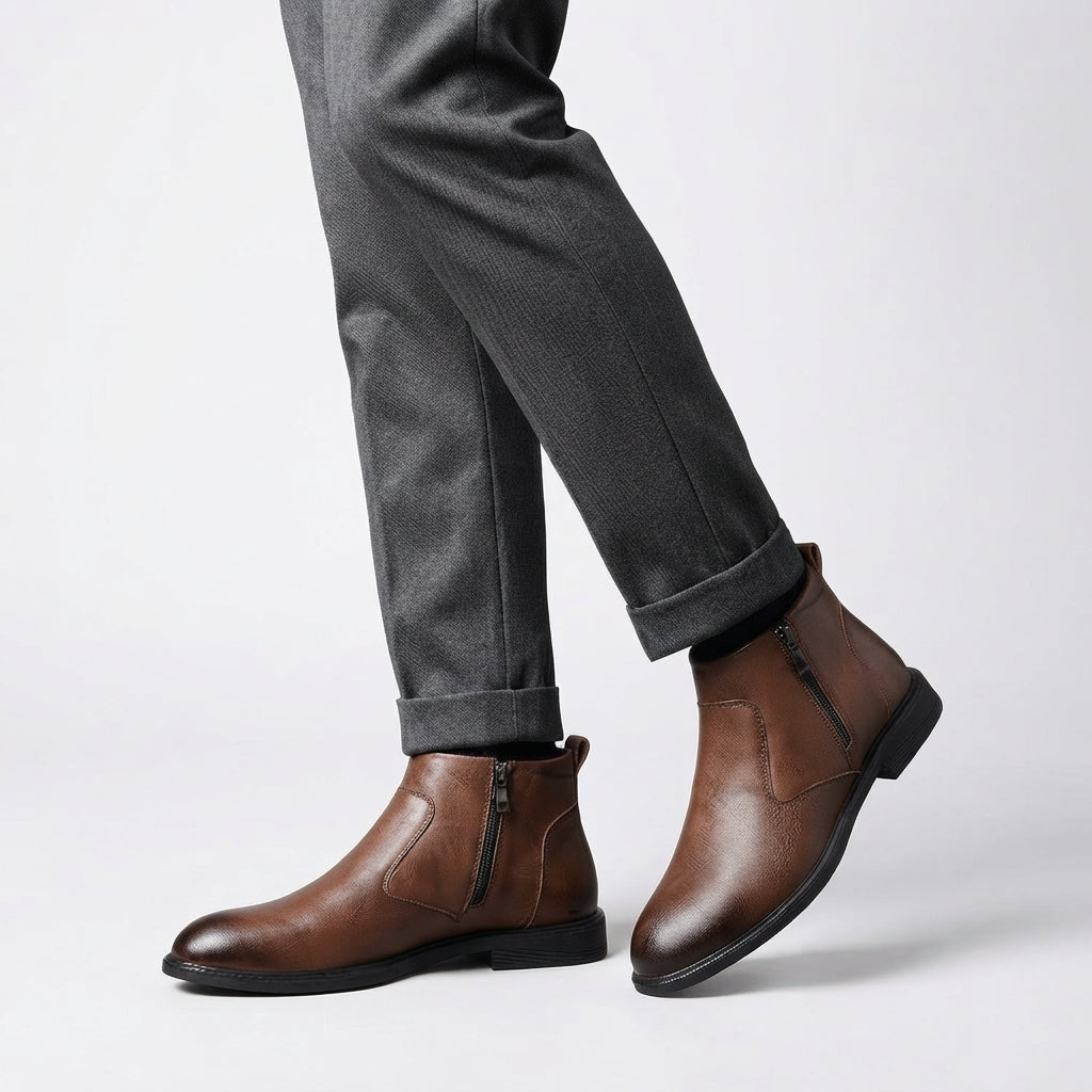 Men's Relaxed Leather Ankle Boots