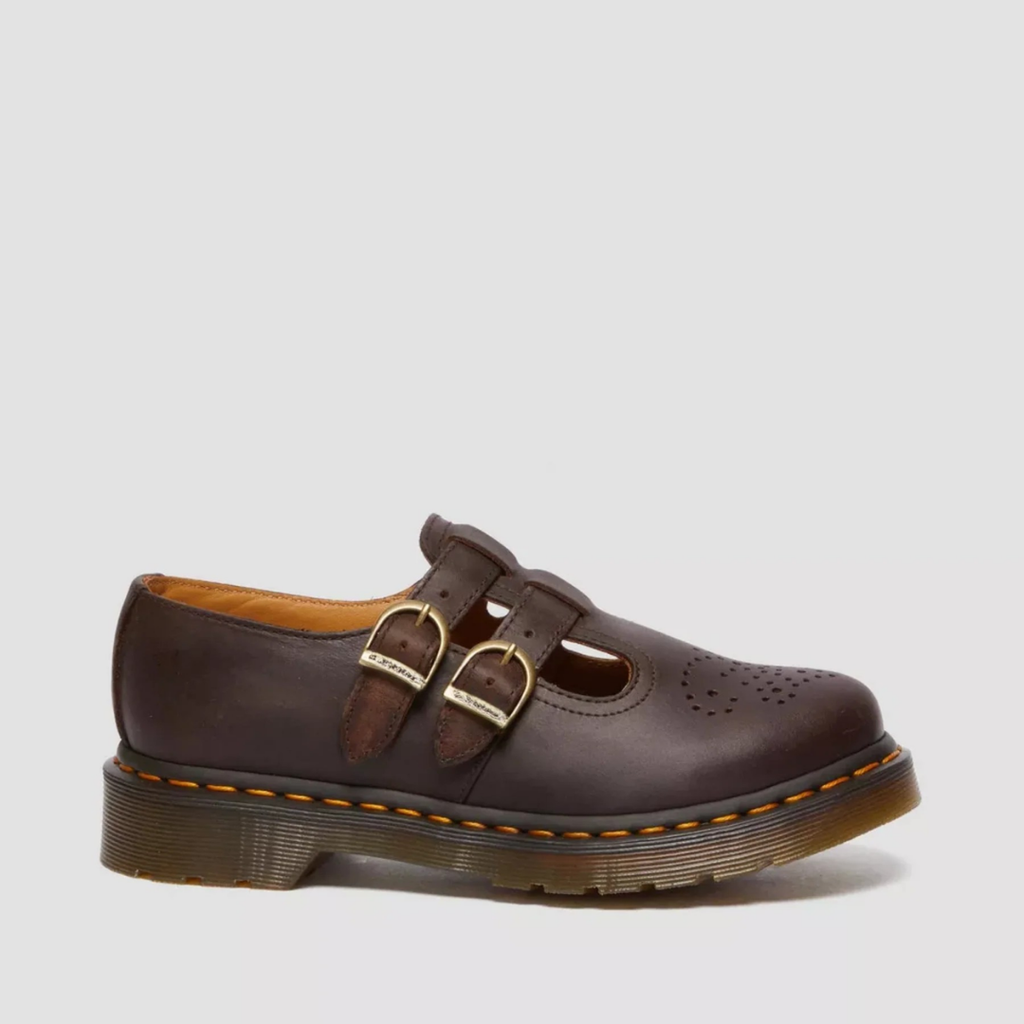 Women's Cowhide Leather Mary Jane Flats – Double Buckle Strap Round Toe Shoes