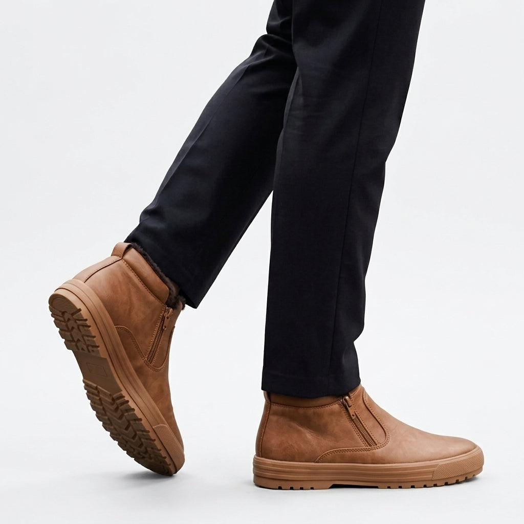 Men's Cosy Leather Platform Winter Boots
