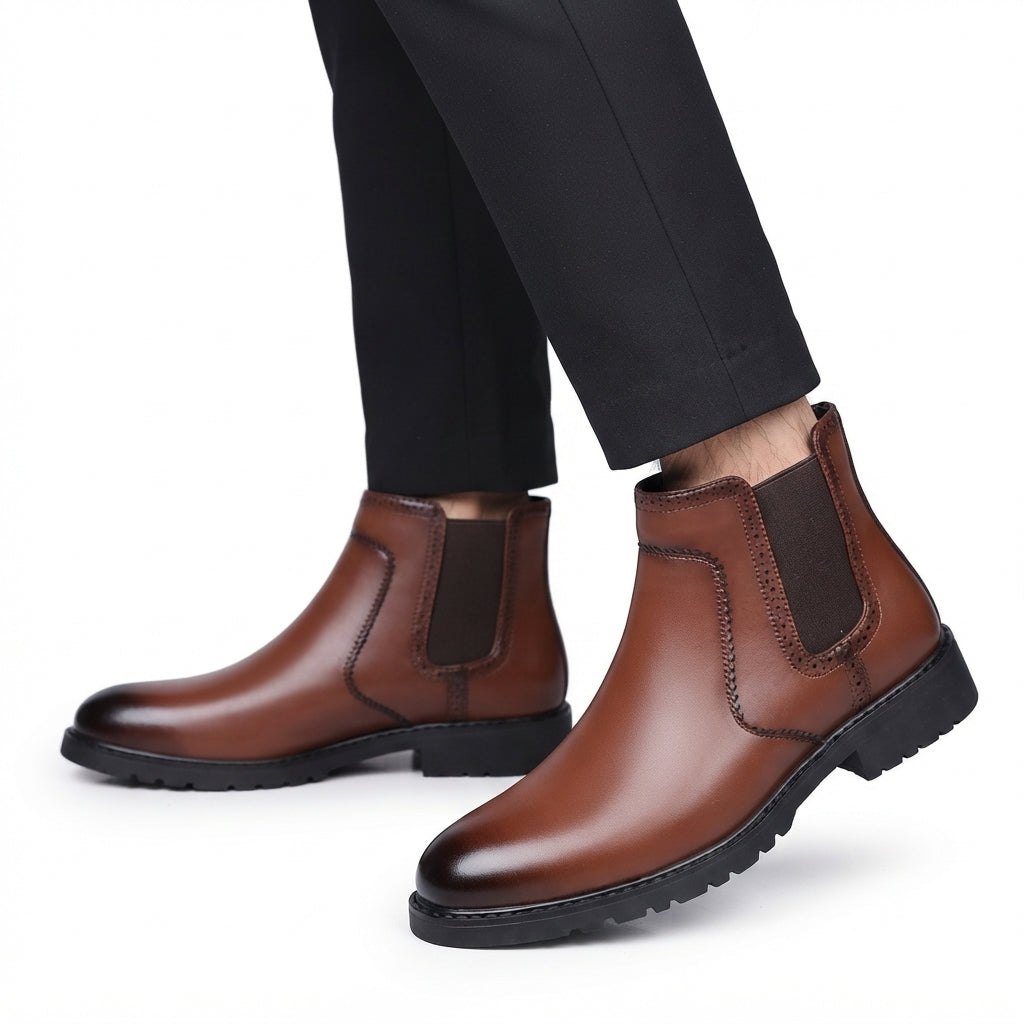 Men's Polished Leather Chelsea Boots