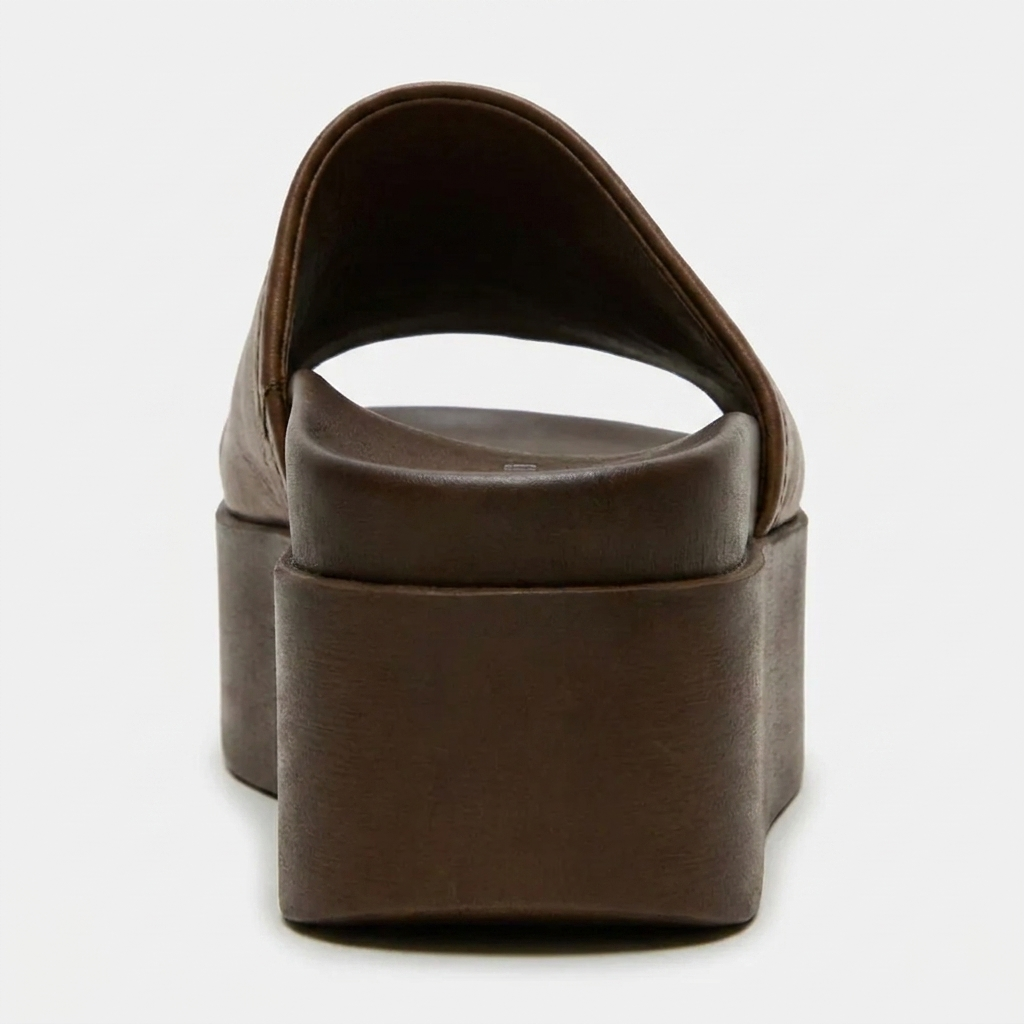 Women's Leather Flatform Slides – Minimalist Chunky Platform Sandals