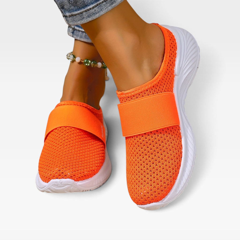 Women's Knit Slip On Trainers – Breathable Cushioned Comfort Sneakers