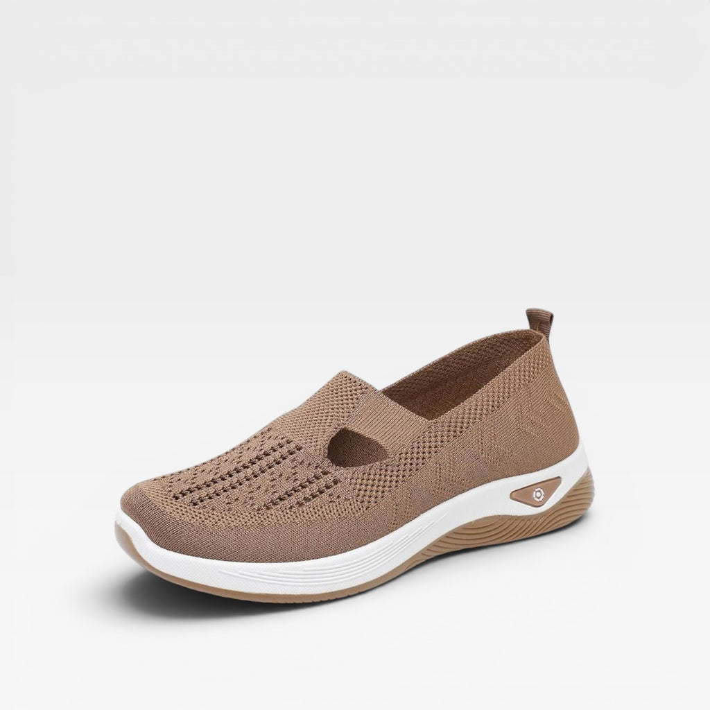 Women's Arch Support Slip On Trainers – Cushioned Knit Walking Shoes