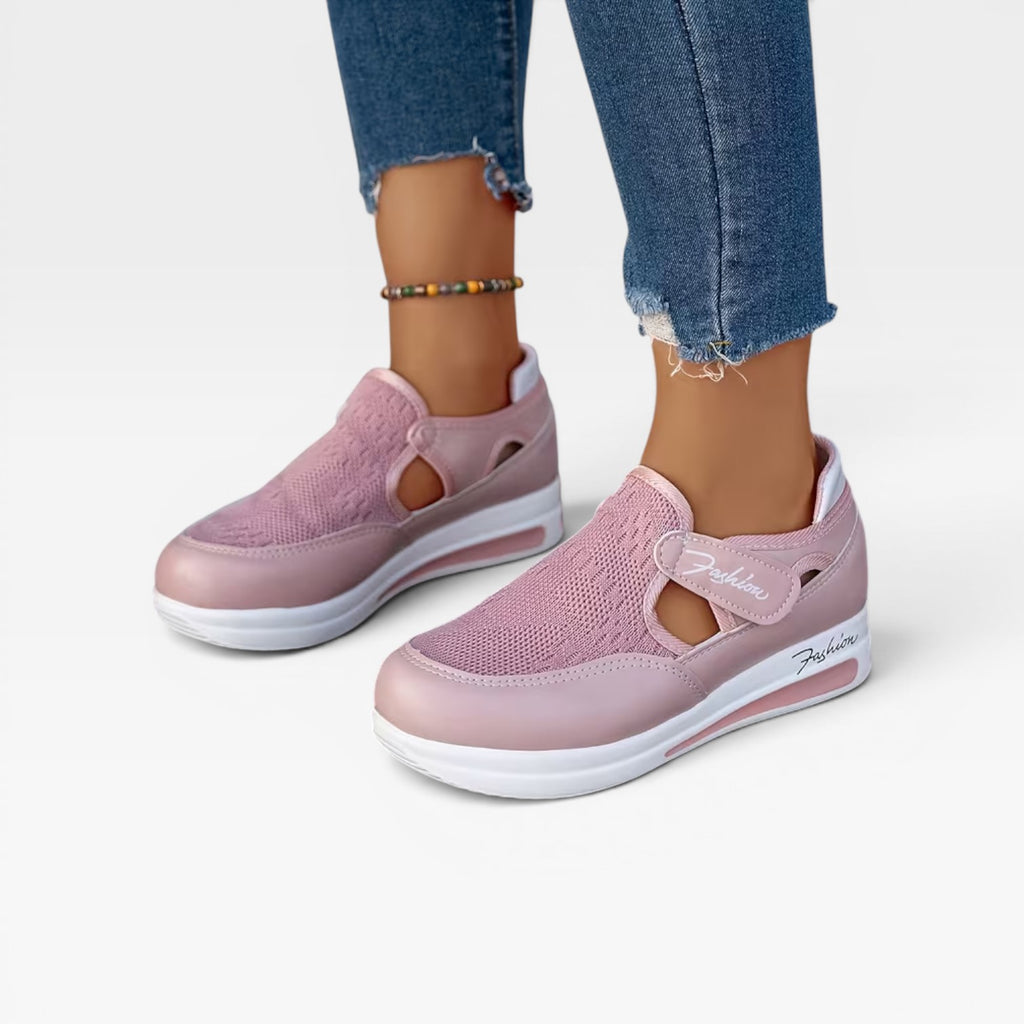 Women's Slip On Platform Trainers – Velcro Strap Comfortable Walking Sneakers