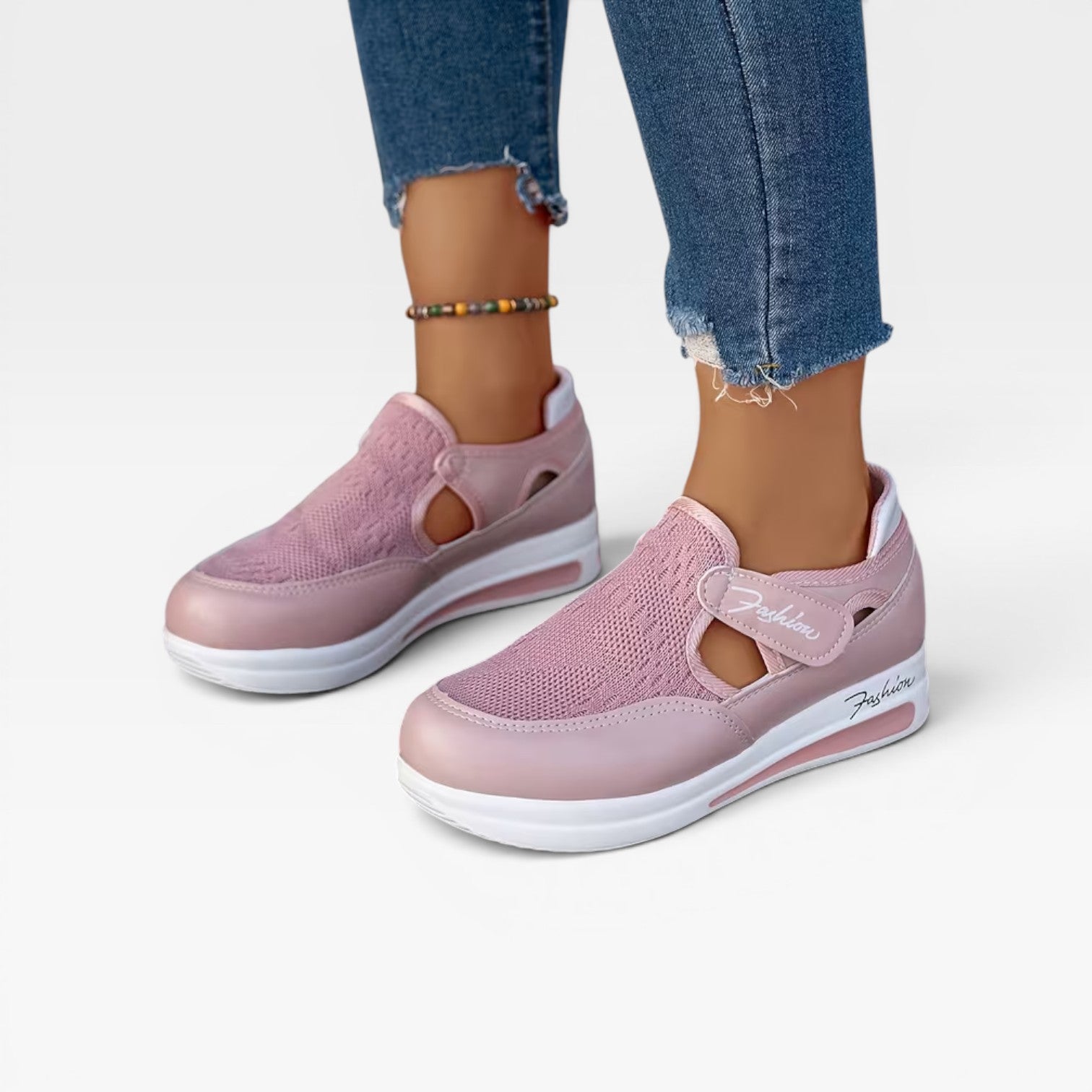 Women's Slip On Platform Trainers – Velcro Strap Comfortable Walking Sneakers
