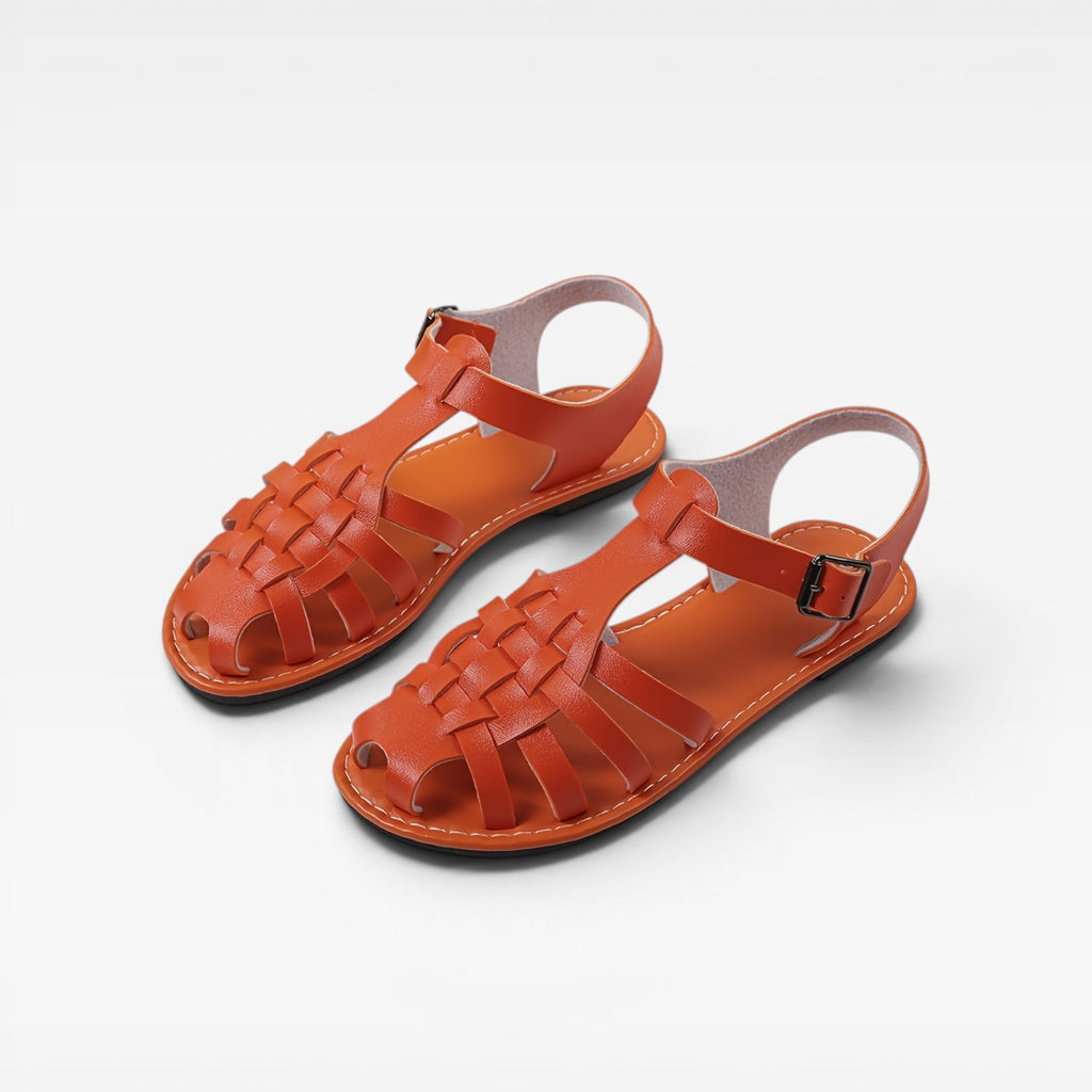 Women's Boho Fisherman Sandals – Woven Closed Toe Flat Summer Style