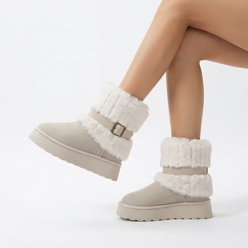 Women's Cosy Fur-Trimmed Ankle Snow Boots