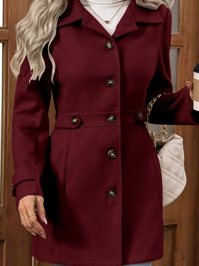 Women's Elegant Belted Longline Coat