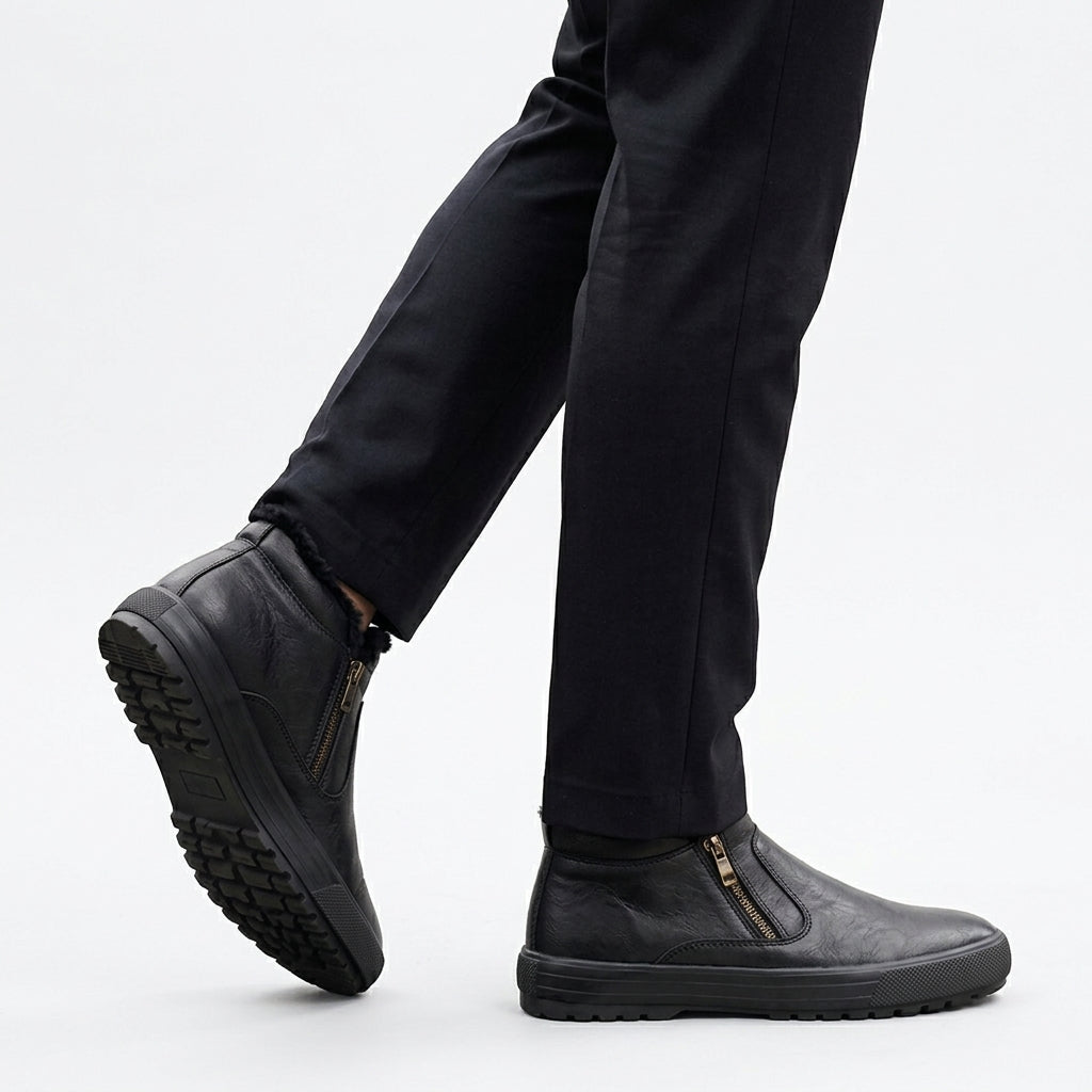 Men's Cosy Leather Platform Winter Boots